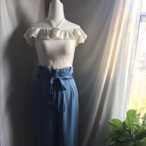 White off the shoulder smoked top